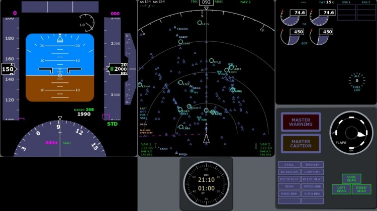 Instrument panel for flight simulator.