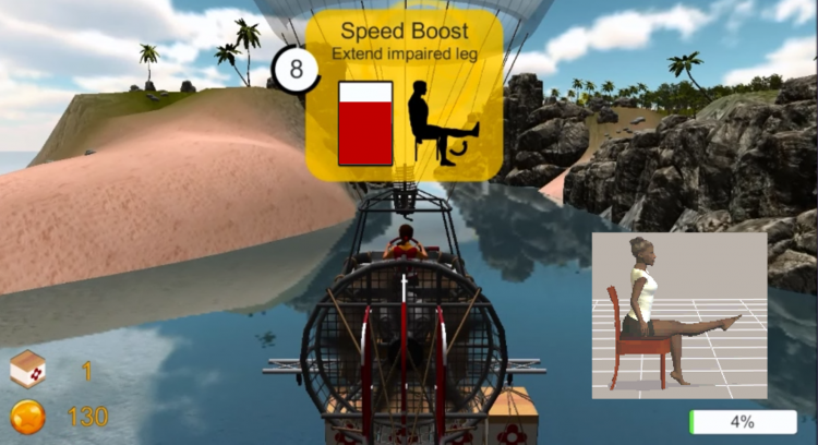 KneeBRIGHT rehabilitation video game screen capture.