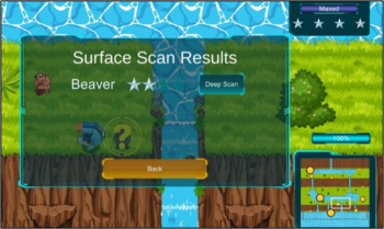 Educational video game screen capture of middle school life science Neurobots game.