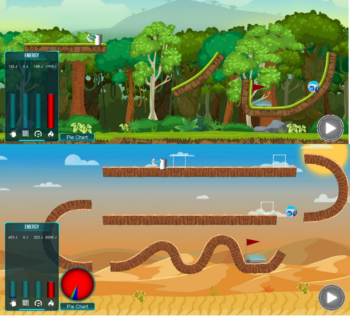 Image of video game showing nature scene for education of middle school students regarding total energy.